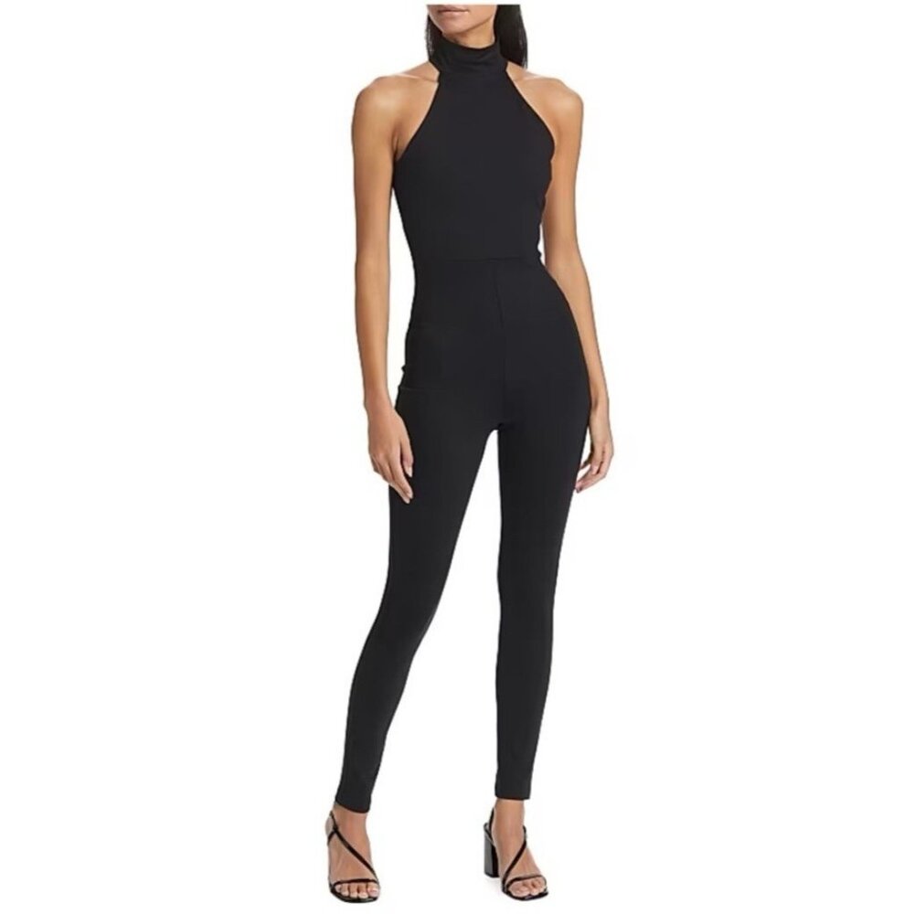 Susana Monaco Black Mock Neck Legging Jumpsuit Catsuit Size Small NEW $219